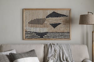 nkuku Birala Large Textured Wall Art | Decorative Accessories | One Size | Natural & Dark Blue