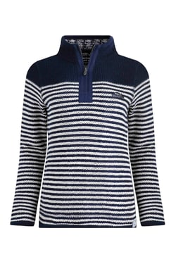 Weird Fish Juliet 1/4 Zip Stripe Macaroni Sweatshirt Navy Size 8