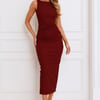 Stylish Boardroom Midi Dress Wine