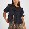 Brave Soul Tie Front Top - Black - S