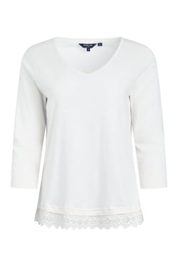 Weird Fish Delis Organic Cotton Lace Hem Top Dusty White Size 8