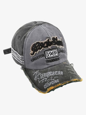 Thesupermade Retro Letter Denim Cap - 2136 - Grey / One Size