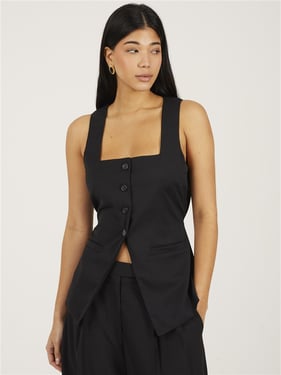 Brave Soul Sienna Waistcoat - Black - XS