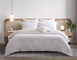 QE Home Chalkstone Duvet Cover, Cotton, Scenic, White, Super King