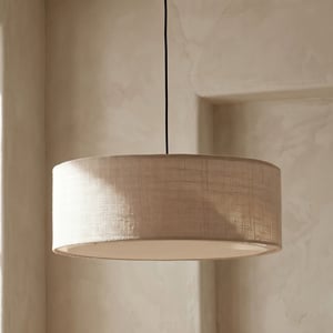 Smaller Jute pendant in natural with baffle