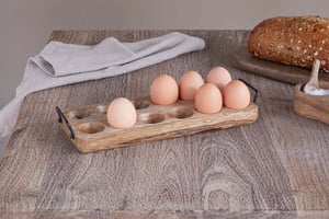 nkuku Anda Mango Wood Egg Holder | Kitchen Storage & Utility | One Size | Natural