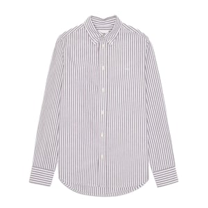 NN07 Colby BD Logo Regular Fit Oxford Shirt Brown Stripe