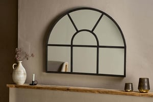 nkuku Imoma Iron Overmantle Arch Mirror | Mirrors | One Size | Black