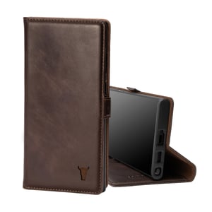 Samsung Galaxy S22 Ultra Leather Wallet Case (with stand function) - Dark Brown