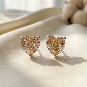 Citrine Heart Sterling Silver Stud Gemstone Earrings