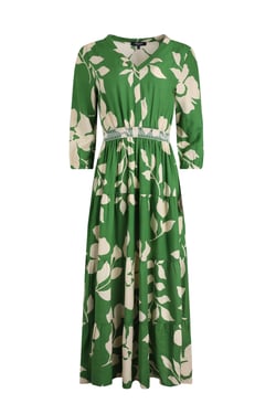 Weird Fish Isha Printed Viscose Dress Moss Green Size 12