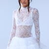 AKIRA Everyday Mock Neck Lace Bodysuit | White | Size 1X