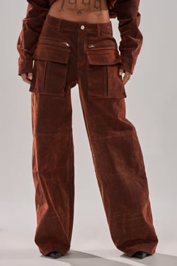 AKIRA Think About You All The Time Velvet Denim Cargo Trouser Pants | Size 2X