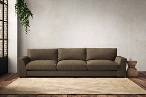 nkuku Guddu Super Grand Sofa | Make To Order | Brera Linen Chesnut | Recycled Cotton Stone
