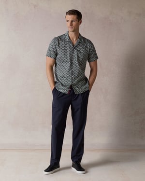Green Botanic Geo Open Collar Shirt