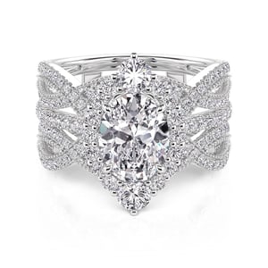 Jeulia Vintage Halo Interchangeable Bridal Ring Set with Twist Band Sterling Silver