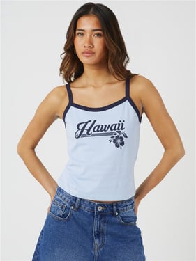 Brave Soul Hawaii Vest Top - Blue - XS