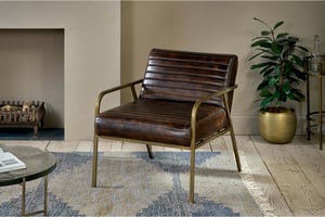 nkuku Mirai Ribbed Leather Armchair | Seating | One Size | Chocolate Brown