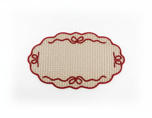 Christmas Handwoven Iraca Palm Placemat - Natural with Red Trim