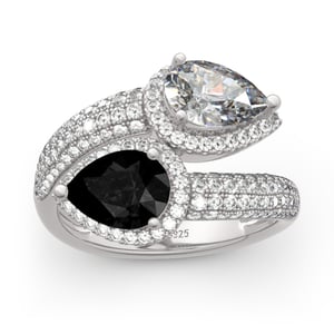 Jeulia “Ever Us" Two Stone Pear Cut Sterling Silver Ring