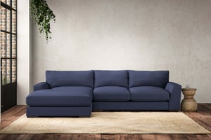 nkuku Guddu Left Hand Chaise Sofa | Make To Order | Medium | Recycled Cotton Navy