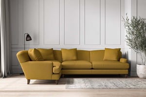 nkuku Deni Left Hand Corner Sofa | Make To Order | Grand | Recycled Cotton Ochre