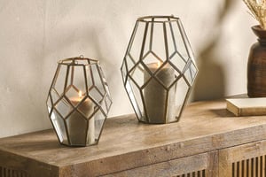 nkuku Mohani Lantern | Candles Holders & Lanterns | Small | Antique Brass