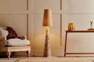 nkuku Chameli Tapered Mango Wood Floor Lamp | Lamps | One Size | Natural