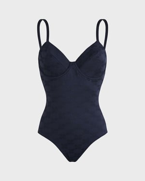 Vilebrequin - Women Underwire One-piece Swimsuit Turtle Monogram - Swimwear - Leonita - Blue - Size M
