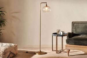 nkuku Mulia Recycled Glass Floor Lamp | Lamps | One Size | Antique Brass