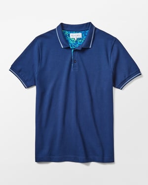 Navy Pique Polo with Ocean Accents