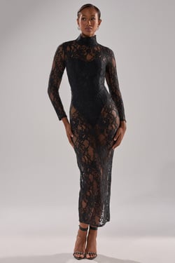 AKIRA Oh Hot Damn Lace Midi Dress | Black | Size 1X