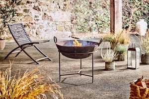 nkuku Reclaimed Iron Kadai With Grill | Garden | Medium