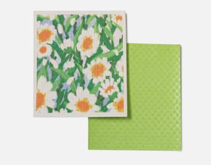 QE Home Swedish Dishcloths in Daisy (Set of 2), Scenic, Green
