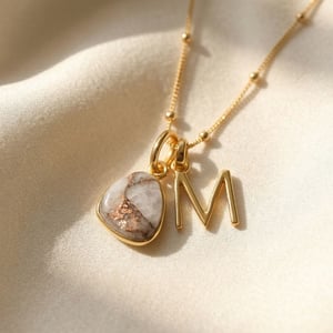 18ct Gold Vermeil Plated Herkimer Diamond April Birthstone Initial Necklace - Z / Fine beaded chain
