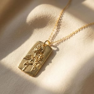Dainty Rose June Birth Floral Flower Gold Plated Charm Necklace