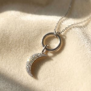 Sterling Silver Crescent Moon Pendant Charm Necklace
