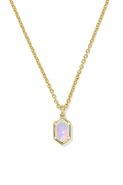 Hallie Gold Short Pendant Necklace Opalite Illusion