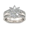 Jeulia Flower Marquise Cut Sterling Silver Ring Set