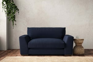 nkuku Guddu Love Seat | Make To Order | Brera Linen Indigo | No Colour
