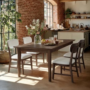 COLAMY PURA Solid Wood Dining Chair with OEKO-TEX® Fabric - Brown / Set of 4