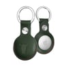 Leather AirTag Keychain - Green with Red Detail