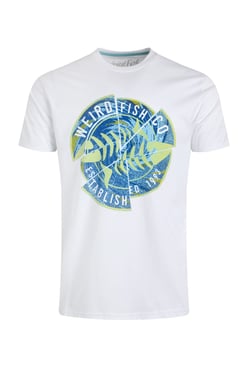 Weird Fish Vortex Front Print Graphic T-Shirt White Size XL