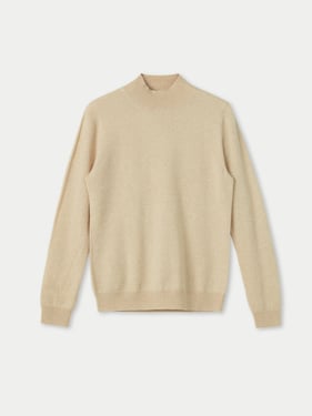 Organic Color Essential Cashmere Mock Neck Sweater - 3XL / Beige / WK81-02