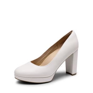 DREAM PAIRS Round Toe Arch Support Block Heel Pumps