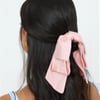 Matte Satin Bow Claw Clip Pink