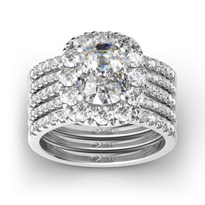 Jeulia 5PC Halo Cushion Cut Sterling Silver Ring Set
