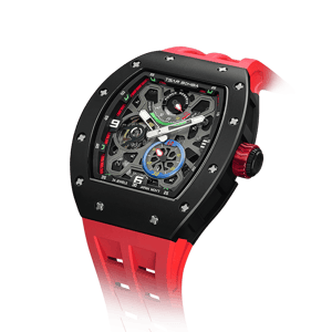 TSAR BOMBA Men's Automatic Luxury Sport Watch | Ceramic Red | Elemental TB8212 | 42.5mm | Ceramic & Carbon Fiber