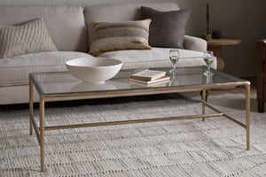 nkuku Gilasi Cast Metal & Glass Coffee Table | Tables | One Size | Antique Brass