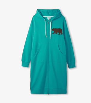 Women's Brown Bear Oversized Zip-Up Hoodie